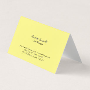 Tarjeta De Visita Clásico Único Simple Amarillo Claro
