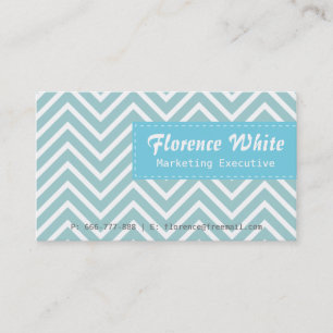 Tarjeta De Visita Clásico y Elegante, patrón de chevron azul y blanc