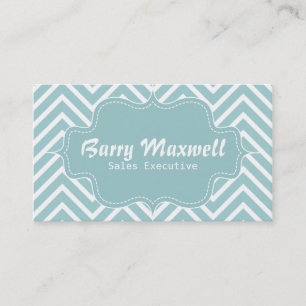 Tarjeta De Visita Clásico y elegante, patrón de chevron azul y blanc