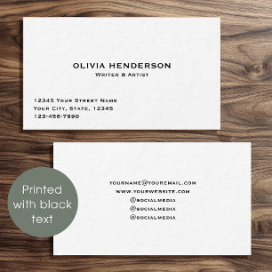 Tarjeta De Visita Clásico y Elegante Profesional Negro Blanco