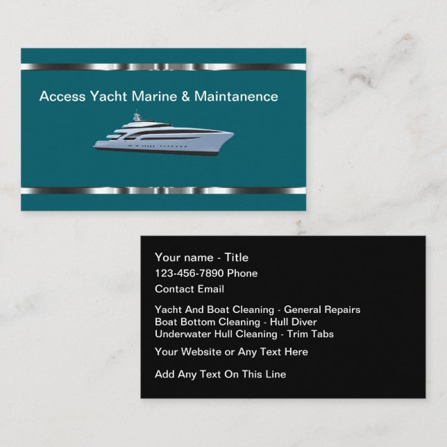 Tarjeta De Visita Clásicos Servicios Marinos De Yates Y Barcos (Anverso / Reverso)