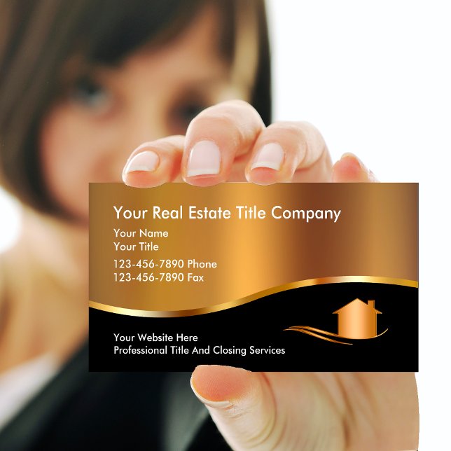 Tarjeta De Visita Classe Title Company Gold House Business Cards (Subido por el creador)