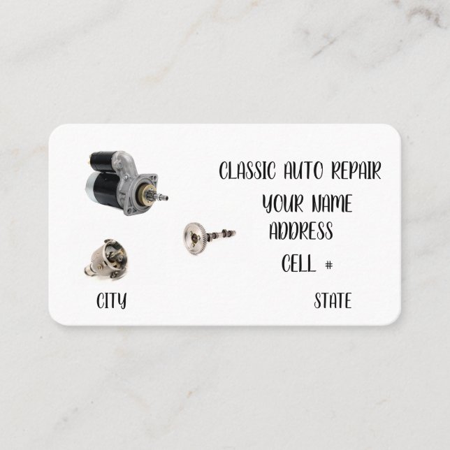 Tarjeta De Visita Classic Auto Repair Business Card (Anverso)