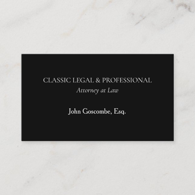Tarjeta De Visita Classic Black Attorney Business Card | Ultra-Class (Anverso)