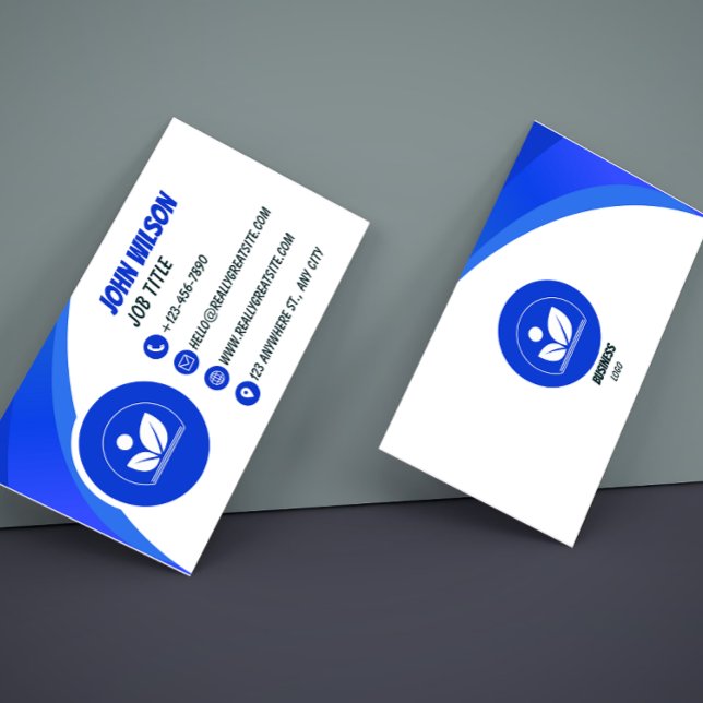Tarjeta De Visita Classic Blue and White Modern Business Card (Subido por el creador)