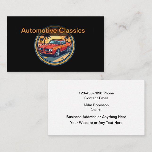 Tarjeta De Visita Classic Car Automotive Theme Business Cards (Anverso / Reverso)