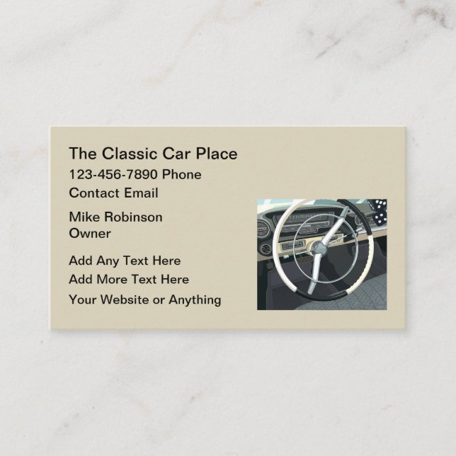 Tarjeta De Visita Classic Car Theme Automotive Business Cards (Anverso)