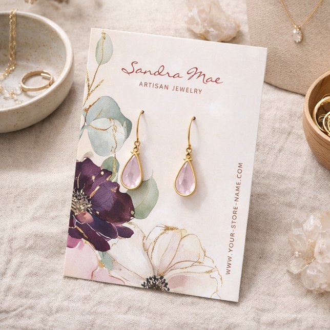Tarjeta De Visita Classic Chic PurplFloral Gold Jewelry Display Card (Subido por el creador)