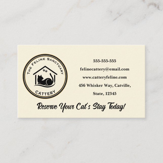 Tarjeta De Visita Classic Custom Cattery Business Card  (Anverso)