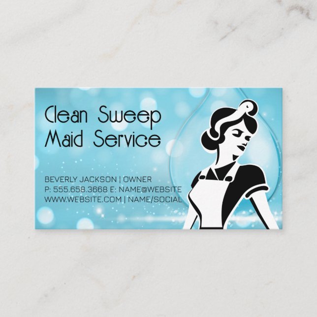 Tarjeta De Visita Classic Maid | Limpiador (Anverso)