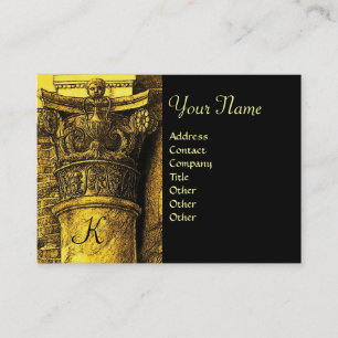 Tarjeta De Visita CLASSIC MONOGRAM 2, amarillo claro