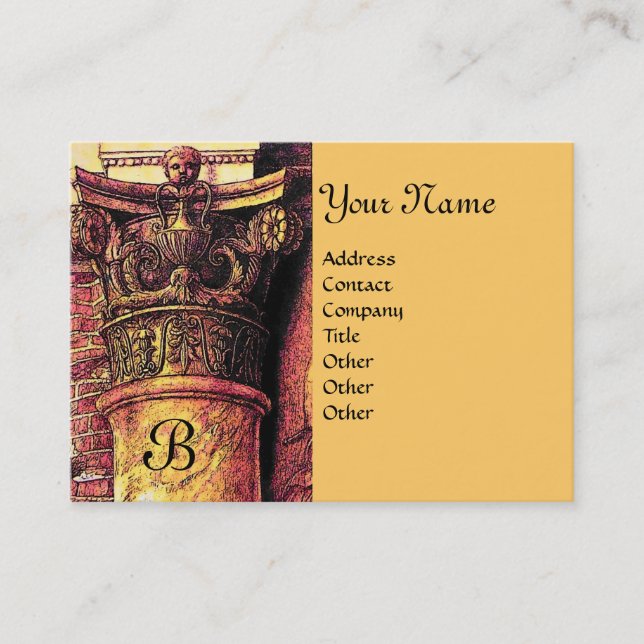 Tarjeta De Visita CLASSIC MONOGRAM 2 amarillo intenso (Anverso)