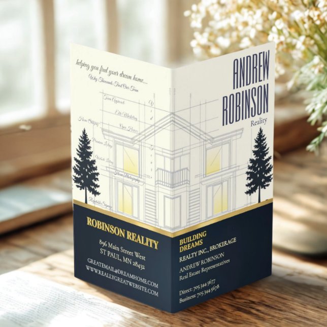 Tarjeta De Visita Classic Navy Open House Floor Plan Elegant Detail  (Subido por el creador)