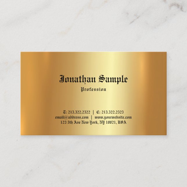 Tarjeta De Visita Classic Old English Font Elegant Template Gold (Anverso)