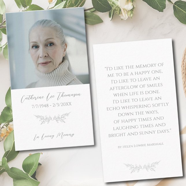 Tarjeta De Visita Classic Photo Elegant Floral Funeral Prayer Card (Classic Photo Elegant Floral Funeral Prayer Card
)