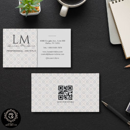 Tarjeta De Visita Classic Spanish Tile Monogram QR Business Branding
