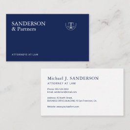 Tarjeta De Visita Classic traditional navy blue law firm attorney 