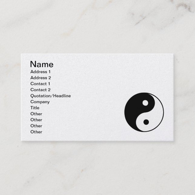 Tarjeta De Visita Classic Yin Yang (Anverso)