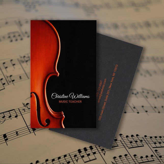 Tarjeta De Visita Classical String Music Teacher Professional (Classical String Music Teacher Professional Business Card)