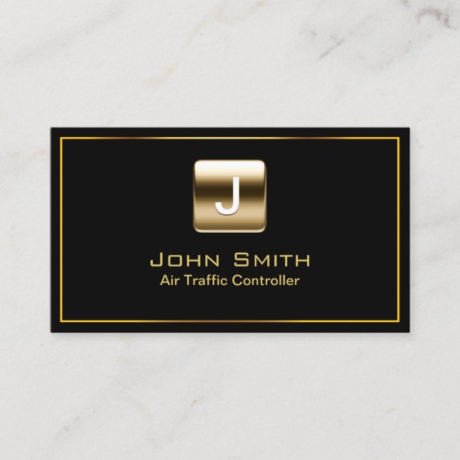 Tarjeta De Visita Classy Air Traffic Controller Dark Business Card (Anverso)