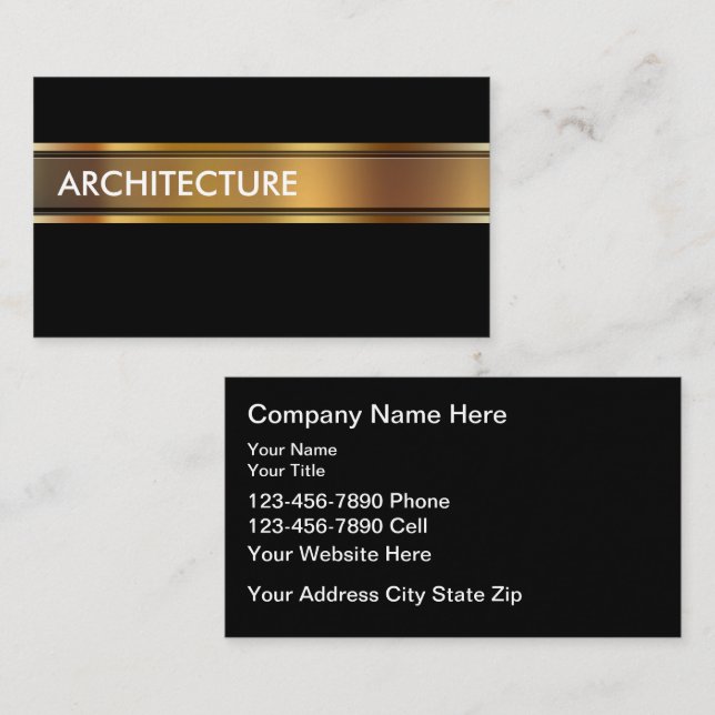 Tarjeta De Visita Classy Architect Modern Business Cards (Anverso / Reverso)