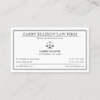 Tarjeta De Visita Classy Attorney at Law | Lawyer