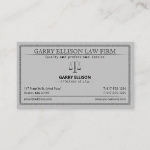 Tarjeta De Visita Classy Attorney at Law   Lawyer
