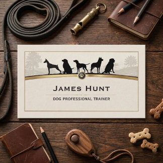 Tarjeta De Visita Classy Black Gold Dog Trainer Puppy Business Card