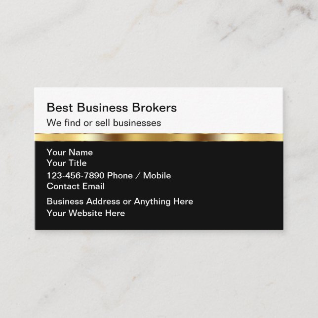 Tarjeta De Visita Classy Business Broker Marketing Business Cards (Anverso)