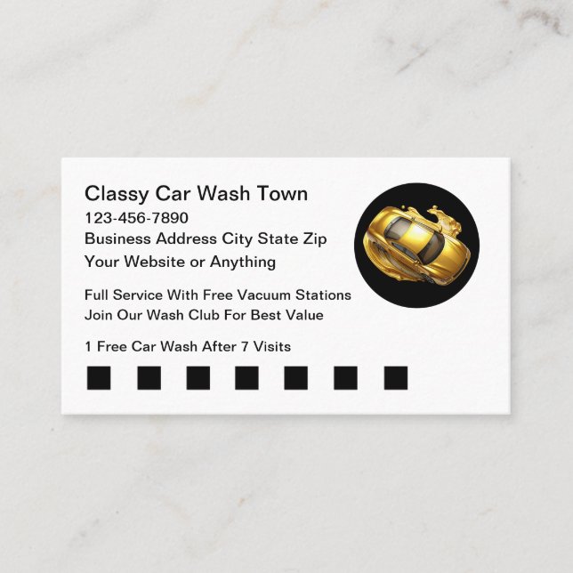 Tarjeta De Visita Classy Car Wash Theme Business Cards (Anverso)