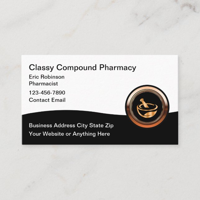 Tarjeta De Visita Classy Compound Pharmacy Business Cards (Anverso)