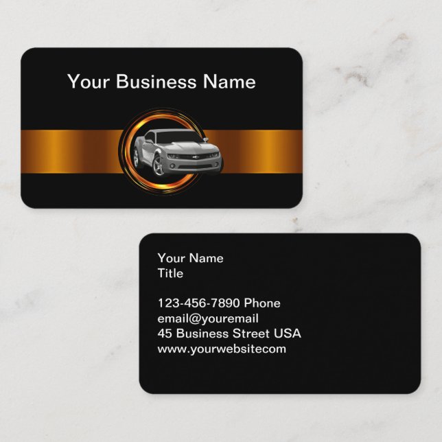 Tarjeta De Visita Classy Cool Automotive Business Cards Design (Anverso / Reverso)
