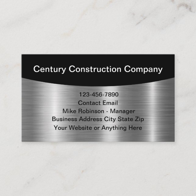 Tarjeta De Visita Classy Cool Construction Business Profile Cards (Anverso)