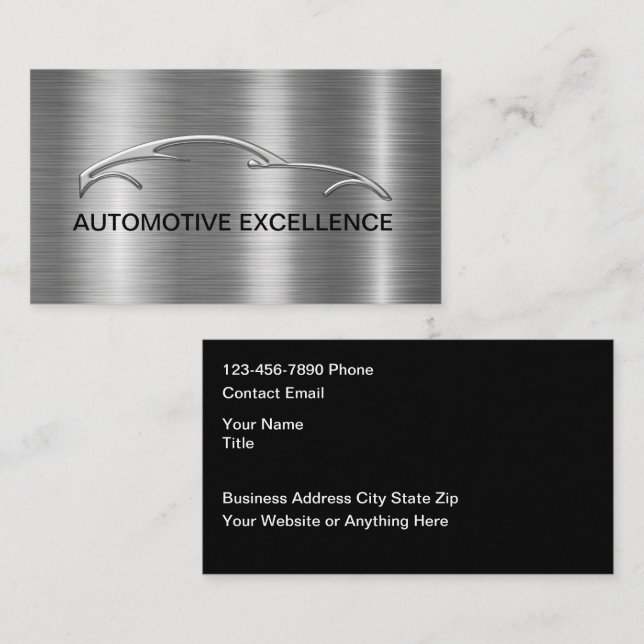 Tarjeta De Visita Classy Cool Sleek Modern Automotive Business Cards (Anverso / Reverso)