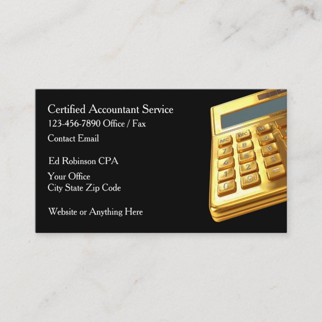 Tarjeta De Visita Classy CPA Accountant Business Cards (Anverso)