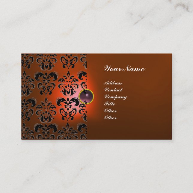 TARJETA DE VISITA CLASSY DAMASK GEM MONOGRAM (Anverso)