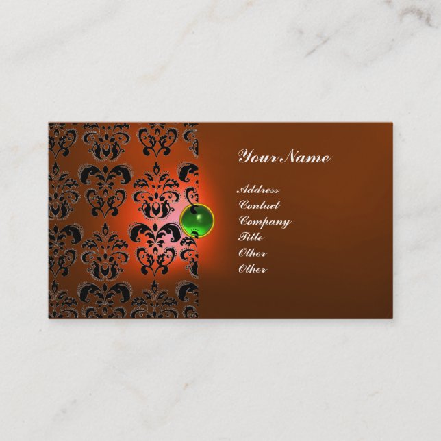 TARJETA DE VISITA CLASSY DAMASK GEM MONOGRAM (Anverso)