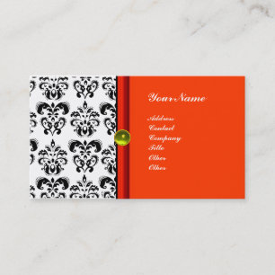 Tarjeta De Visita CLASSY DAMASK MONOGRAM ,púrpura topaz amarillo