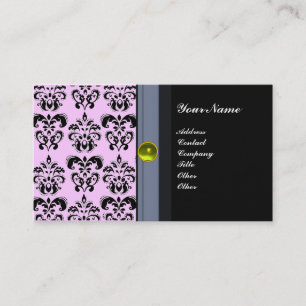 Tarjeta De Visita CLASSY DAMASK MONOGRAM topaz negro amarillo