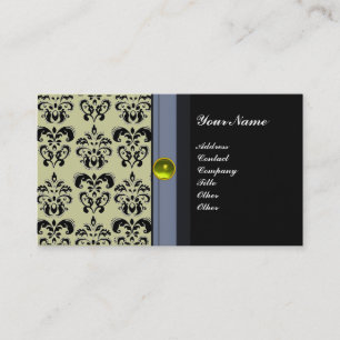 Tarjeta De Visita CLASSY DAMASK MONOGRAM topaz negro amarillo
