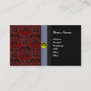 Tarjeta De Visita CLASSY DAMASK MONOGRAM topaz negro amarillo