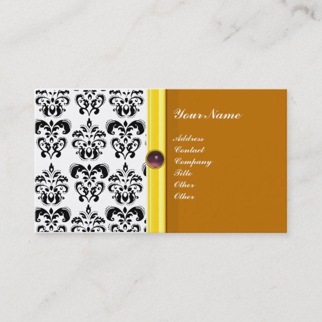 Tarjeta De Visita CLASSY DAMASK MONOGRAM, violet amethyst (Anverso)
