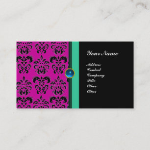 Tarjeta De Visita CLASSY DAMASK MONOGRAM, zafiro negro