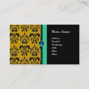 Tarjeta De Visita CLASSY DAMASK MONOGRAM, zafiro negro
