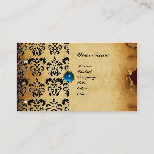 TARJETA DE VISITA CLASSY DAMASK PARCHMENT MONOGRAM (Anverso)