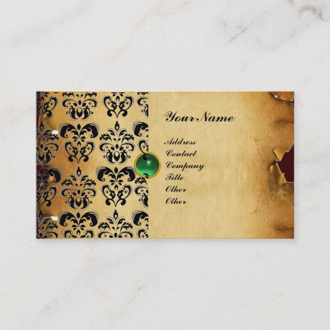 TARJETA DE VISITA CLASSY DAMASK PARCHMENT MONOGRAM (Anverso)