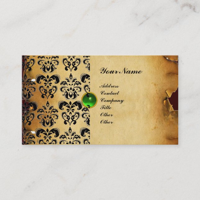 TARJETA DE VISITA CLASSY DAMASK PARCHMENT MONOGRAM (Anverso)