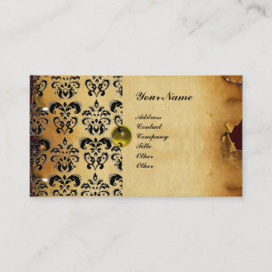 TARJETA DE VISITA CLASSY DAMASK PARCHMENT MONOGRAM