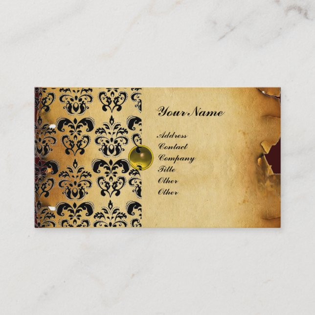 TARJETA DE VISITA CLASSY DAMASK PARCHMENT MONOGRAM (Anverso)