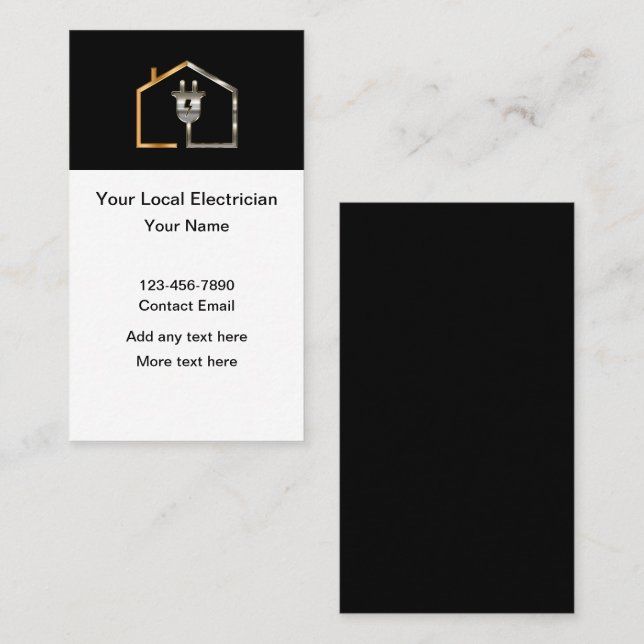 Tarjeta De Visita Classy Electrician Theme Vertical Business Cards (Anverso / Reverso)
